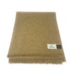 Pure Wool Tweed Blanket/Bedspread/Throw Fawn Brown Plain 1881/30